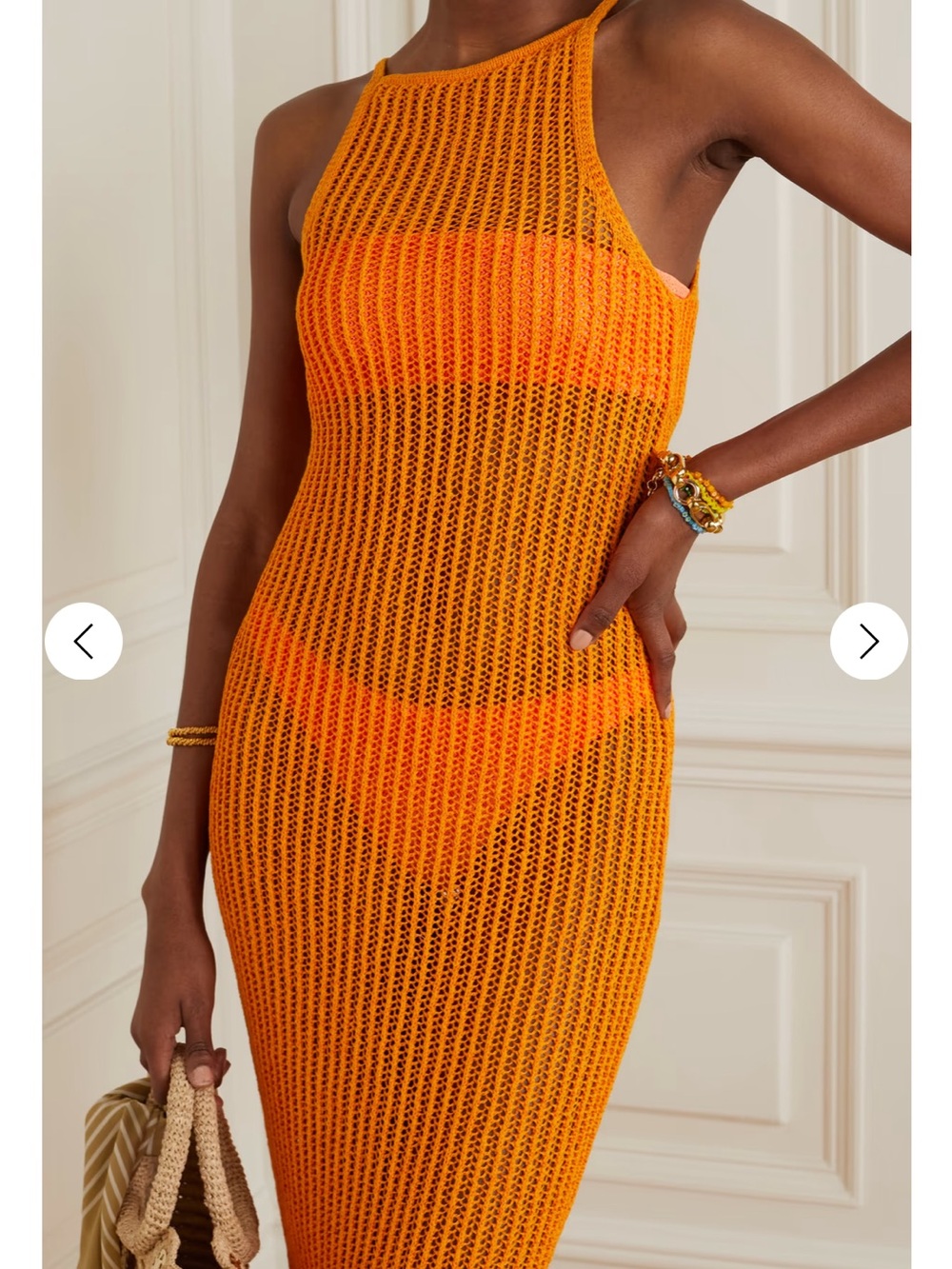 Cult Gaia Yaro Crocheted Cotton Blend Midi Dress - Marigold - Picture 3 of 5